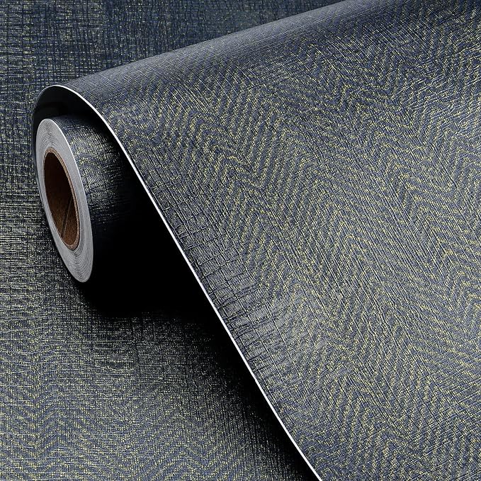 FunStick 24"x394" Removable Gold Dark Blue Textured Wallpaper Peel and Stick - Image 7