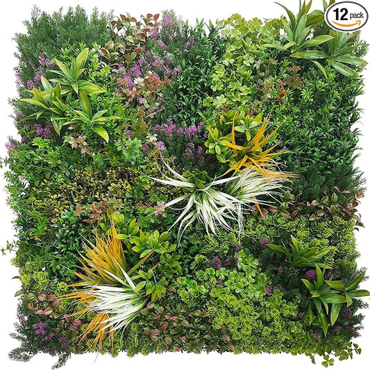 ODTORY Artificial Greenery Grass Wall Panels: 20''x 20'' 12P UV-Anti Faux Ivy by ODTORYHOME
