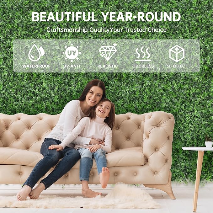 Artificial Green Wall Panels: 60"x120" Boxwood Hedge Green Wall Decor Backdrop - Image 4