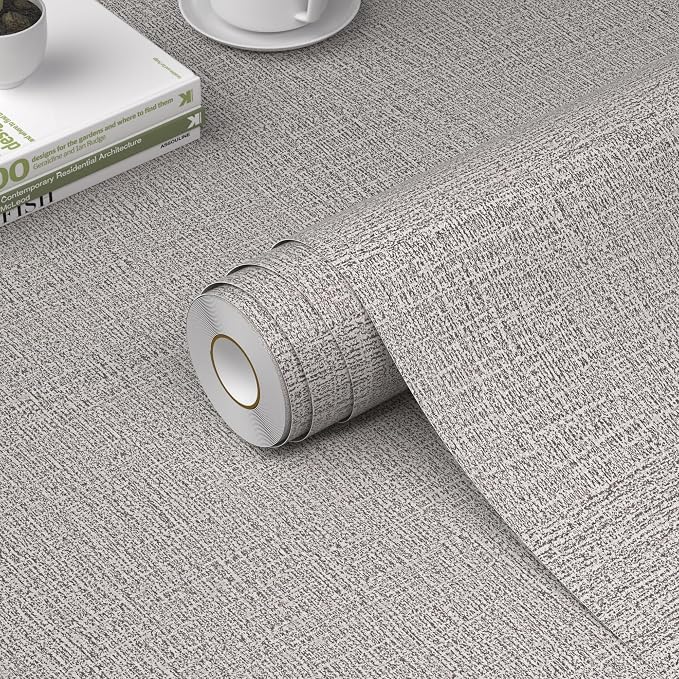 WADILE Grasscloth Peel and Stick Wallpaper 15.7in x 196.8in, Textured Contact by WADILE