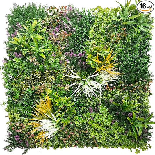 ODTORY Artificial Greenery Grass Wall Panels: 20''x 20'' 16P UV-Anti Faux Ivy by ODTORYHOME