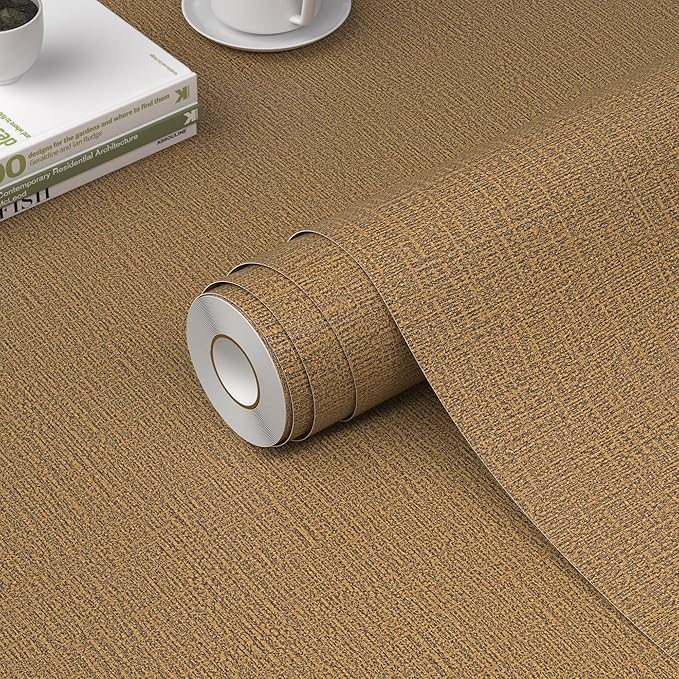 WADILE Grasscloth Peel and Stick Wallpaper 23.6in x 236in, Textured Contact by WADILE