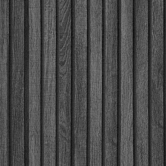 VEELIKE Charcoal Black Wood Slat Peel and Stick Wallpaper 24''x118'' Modern by VEELIKE