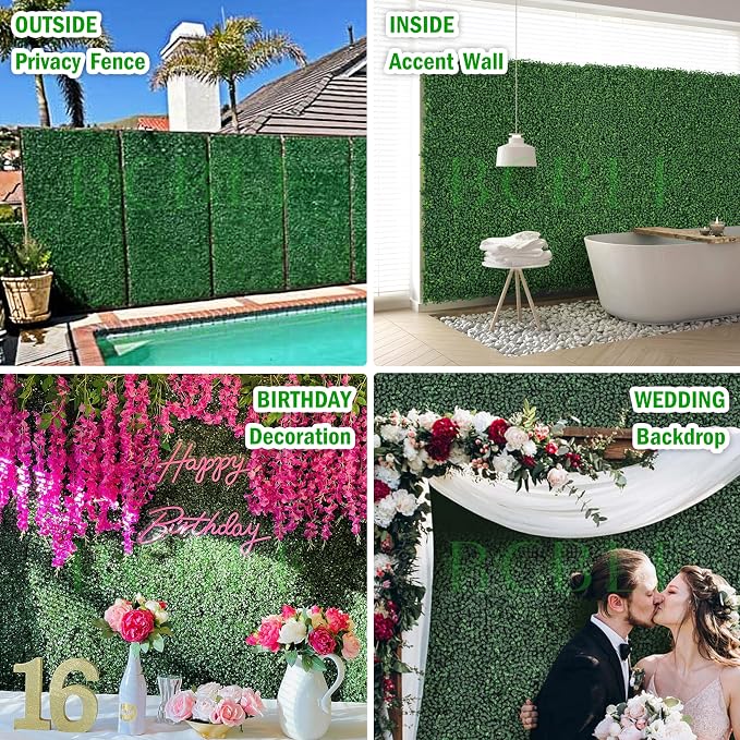 10x10Inch 8Pcs Grass Wall Panels, 4 Layers UV-Anti Boxwood Greenery Hedge - Image 6