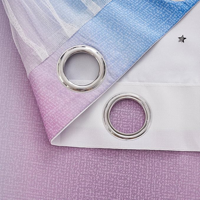 XiDi Curtains for Bedroom Decor, Rainbow Green PurpleBlue52/90/1 - Image 7