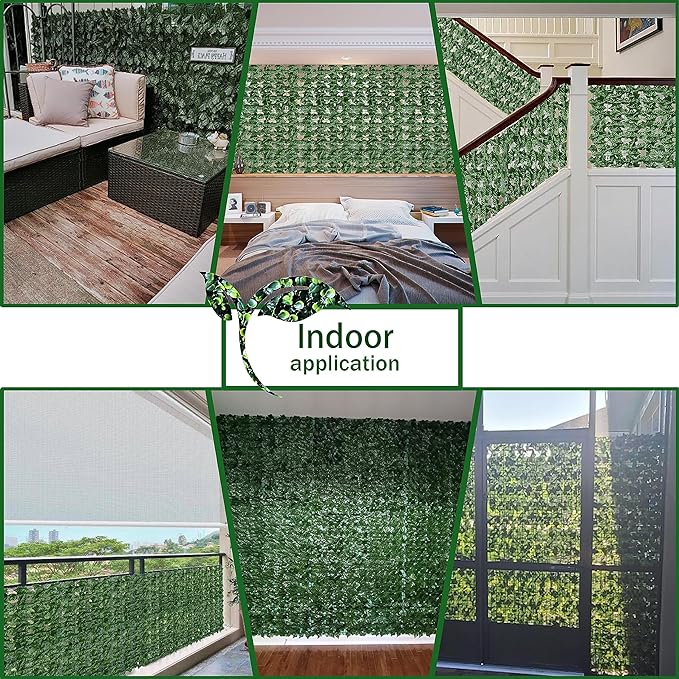 Odtory Artificial Ivy Privacy Fence Wall Screen: 72 x144 in UV-Anti Faux - Image 4